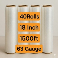 18" X 1500 FT Hand Stretch Plastic Film Shrink Pallet Wrap 40 Rolls