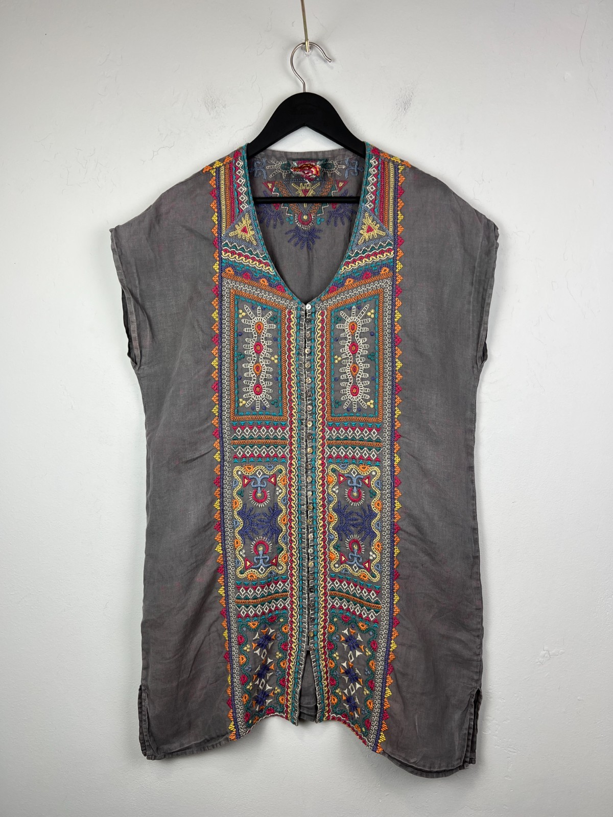 Johnny Was Embroried Women's Dress Gray Size L