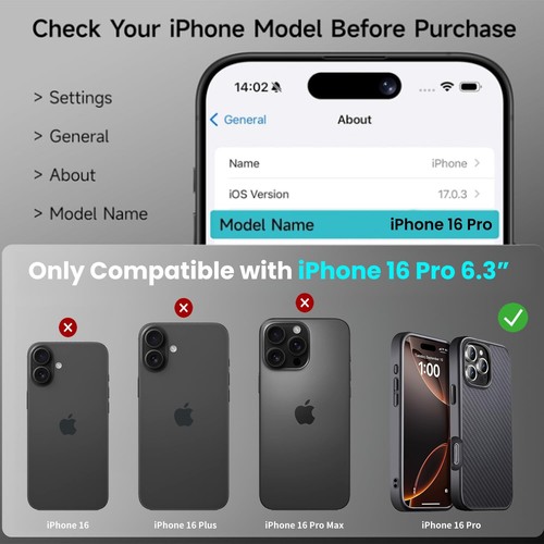 Real Carbon Fiber for iPhone 16 Pro Case Compatible with MagSafe, Aramid Fibe... - Picture 2 of 6