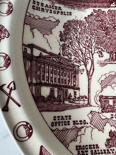 Sacramento, California Plate By Vernon Kilns, USA, Red & White, 10.5 In - Picture 10 of 13
