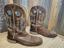 TONY LAMA CREEDANCE BROWN COWHIDE LEATHER SQUARE TOE COWBOY BOOTS #7973 MENS 10D