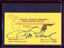 Tom Tresh Central Michigan Baseball Business Card Auto Autographed Signed