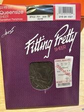 Hanes Fitting Pretty Queen 2x Sheer Control Top Pantyhose Sandalfoot Olive