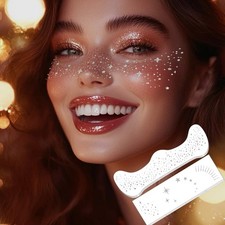 Glitter Freckles 32 Pcs Silver Temporary Face Tattoos for Women Girls Festival