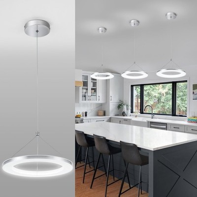 LED Pendant Lights Kitchen Island, 11.8'' 15W Cool White Modern Ring Chandelie...