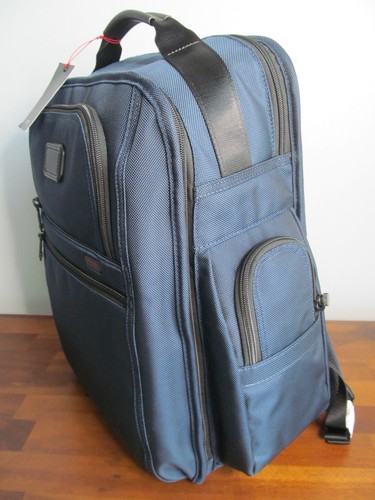 TUMI Authentic Navy 16" Laptop Backpack-Durable FTX Nylon & Leather Accents, NWT - Picture 5 of 19