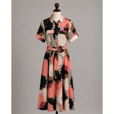 Banana Republic Floral Midi Shirt Dress Size 0 Short Sleeve Belted Button Front