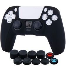 YoRHa Silicone Cover Skin Case for PS5 Controller x 1 Black with Thumb black