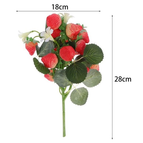 Realistic Fake Strawberry Stem Branches for Festive Decoration Set of 3 - Picture 11 of 11