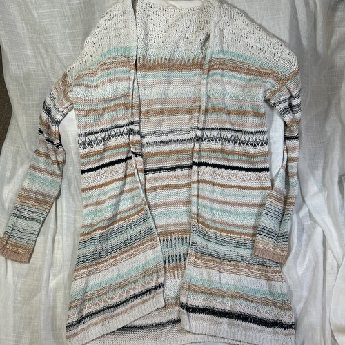 Esprit Women's Multicolour Knit Cardigan – Open Front, Size 8–12, Lightweight La