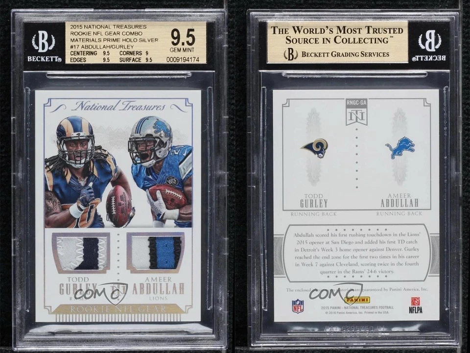 2015 National Treasures Rookie Gear Holo Silver /10 Abdullah & Gurley BGS 9.5 - Image 3 of 3