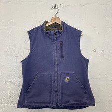 Vintage Carhartt Sherpa-Lined Mock-Neck Vest Blue Dusk WV001 BDK Women s Large