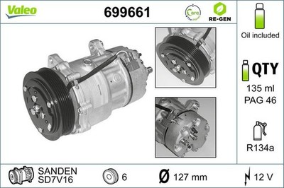 Valeo 699661 Kompressor für Klimaanlage Klimakompressor Kompressor Klima 