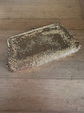 Vintage Whiting and Davis Co. Gold Mesh Evening Bag With Pink Satin Lining