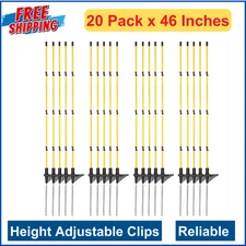 46 Inches Fiberglass Step in Electric Fence Posts,Temporary Fence Stakes,20 Pack