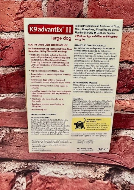 K9 Advantix II | 21-55lb | 6 pack for fleas, ticks and mosquito protection - Image 2 of 2