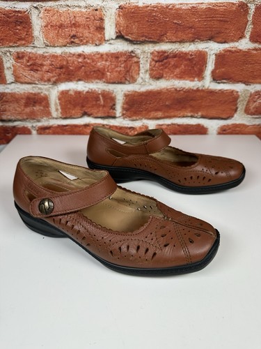 ZAPATOS HOTTER CHILE MARRÓN UK 4 EU 37 CUERO MARY JANE MUJER CORREA CÓMODA