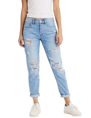 American Eagle Outfitters Tomgirl Sky Slashed Jeans W25 Stretch Bleu Femme - Photo 1/4