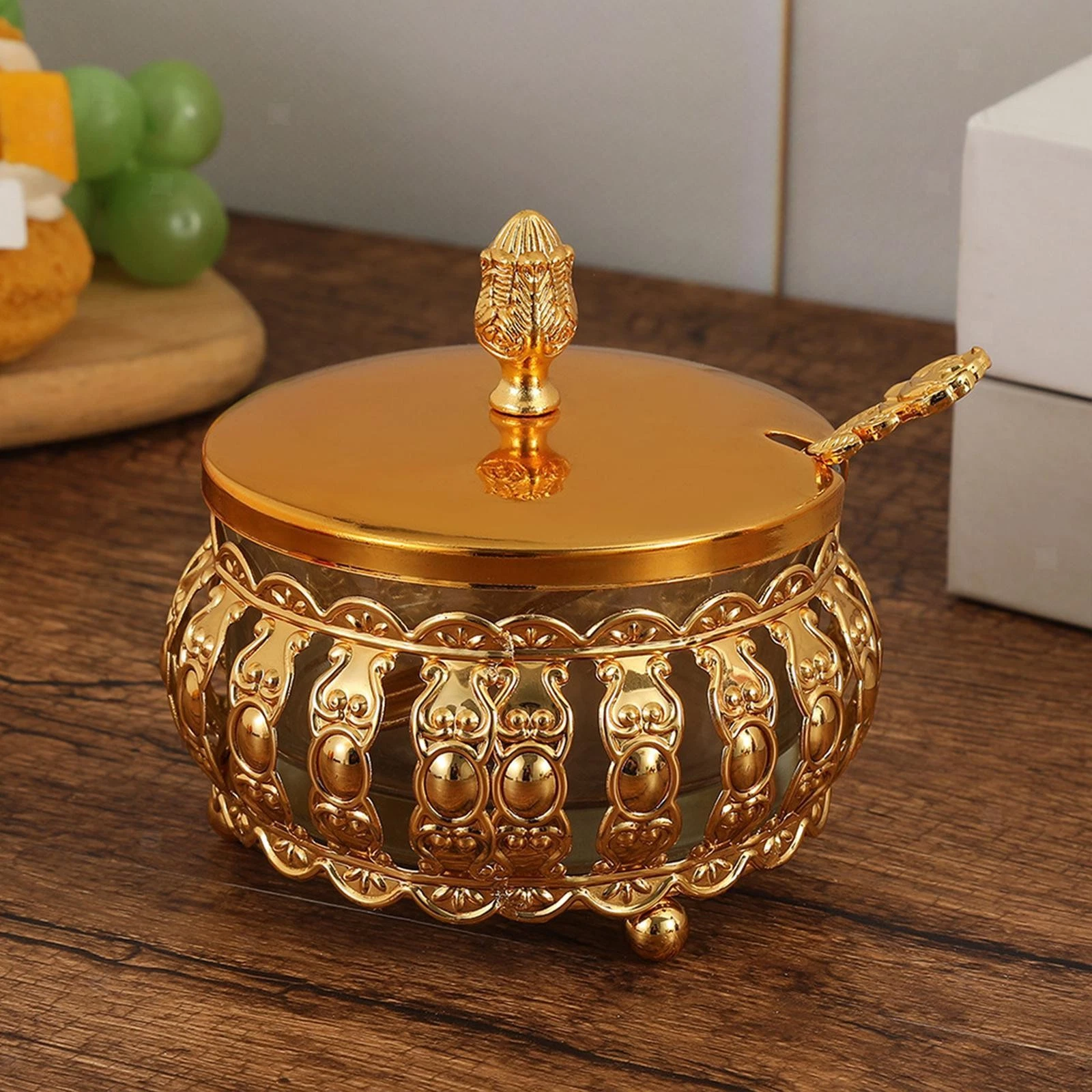 Gold Decorative Jar Food Jar with Lid