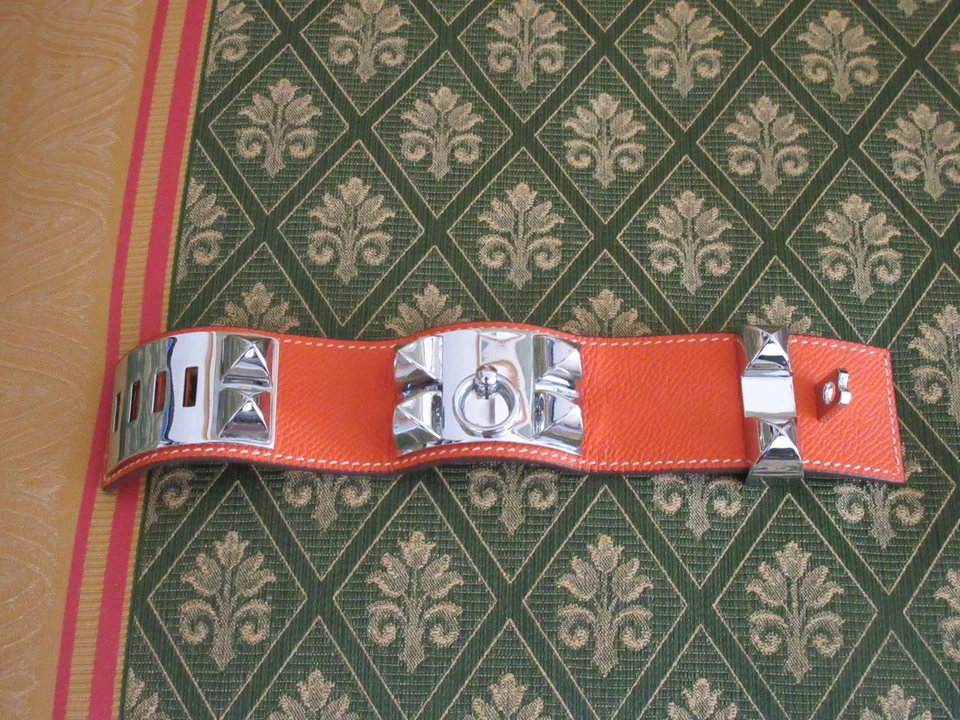 Bracelet Hermès Collier de Chien Epsom Leder Echtleder Palladium Armband Armreif - Bild 4 von 4