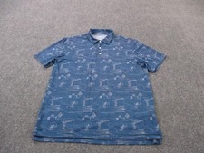 Vineyard Vines Shirt Mens L Blue Polo Jim Nantz Golf Course Print Performance