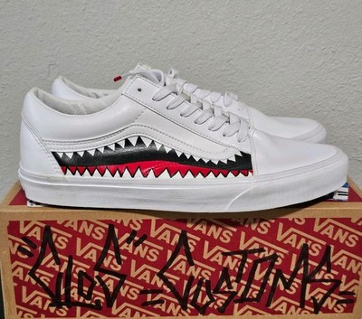 New Custom Mens 10.5 Leather White VANS Classic