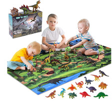 GINMIC Dinosaur Toys, Large 31.5 x 47.3 Inch Play Mat with 21 Realistic Looking
