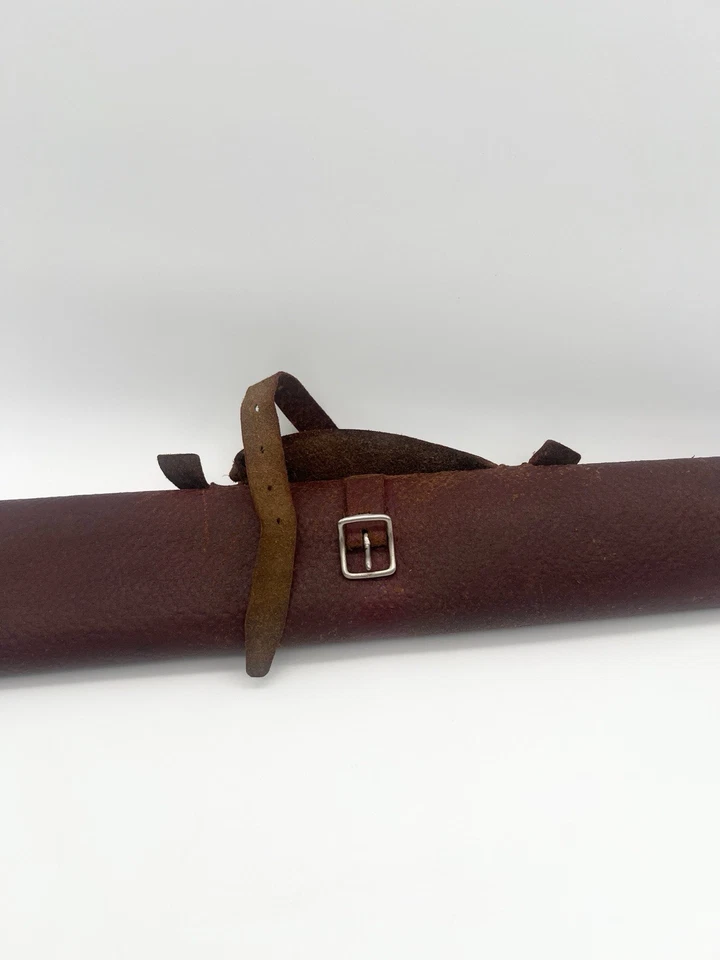 Antique 1890s Leather Document Holder Map Case Buckle Strap Ox Blood Red USA - Image 2 of 4