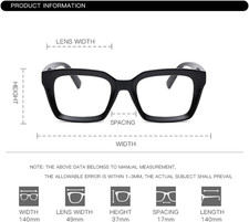 Classic Thick Square Frame Clear Lens Glasses for Women Men Non Prescription ...