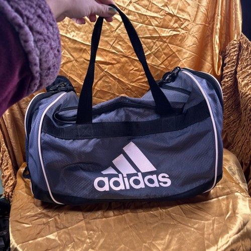 Adidas Gray Black Duffel Gym Bag Sports Travel Overnight Weekend Bag