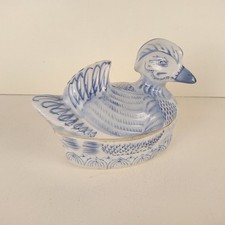Vintage Ceramic Hand Painted Chinese Duck  Egg Holder Tureen .