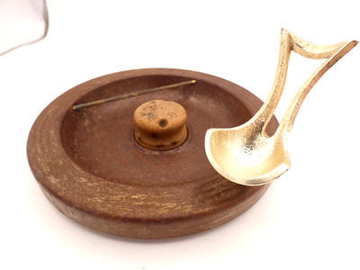 L K RARE Vintage Mid-Century 8'' Metal Pipe Ashtray with Cork Knocker
