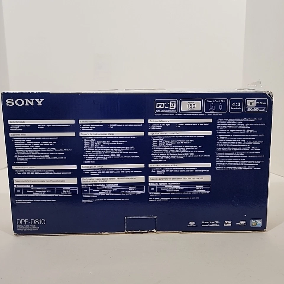 Sony DPF-D810 SVGA LCD (4:3) Digital Photo Frame (Black, 8-Inch) - Image 2 of 4