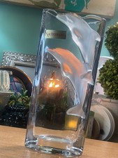Flawless Nachtmann Crystal Vase with Frosted Dolphins Smoke **SEE MEASUREMENTS**