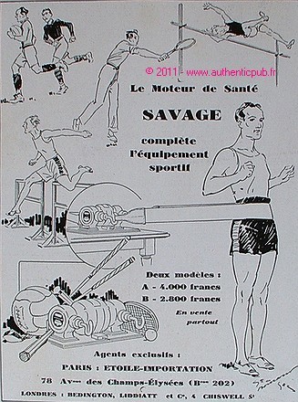 PUBLICITE DE 1929 SAVAGE SPORT APPAREIL DE MASSAGE GEORGES BOURDIN FRENCH AD - Picture 1 of 1