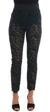 DOLCE & GABBANA Pants Green Floral Lace Leggings Slim IT38 / US4 / XS RRP $1200
