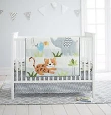 Cuddle Time Cuddletime Amazonia  Elephant Tiger 3-Pc Crib Bedding Set NWT