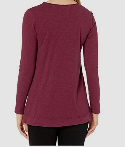 $78 Mod-O-Doc Women's Red Slub Jersey Long Sleeve Crossover Rib Hem Top Size S - Picture 3 of 3