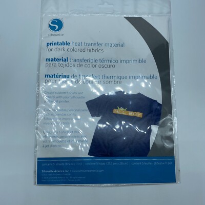 SILHOUETTE Printable Heat Transfer Material for DARK Colored Fabrics NEW  SEALED | eBay