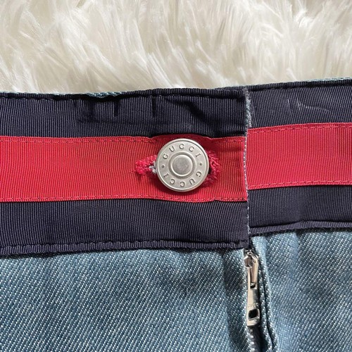 GUCCI Denim Pleated Flare Skirt Women Size 40 Blue Knee Length Made in Italy - Picture 4 of 10