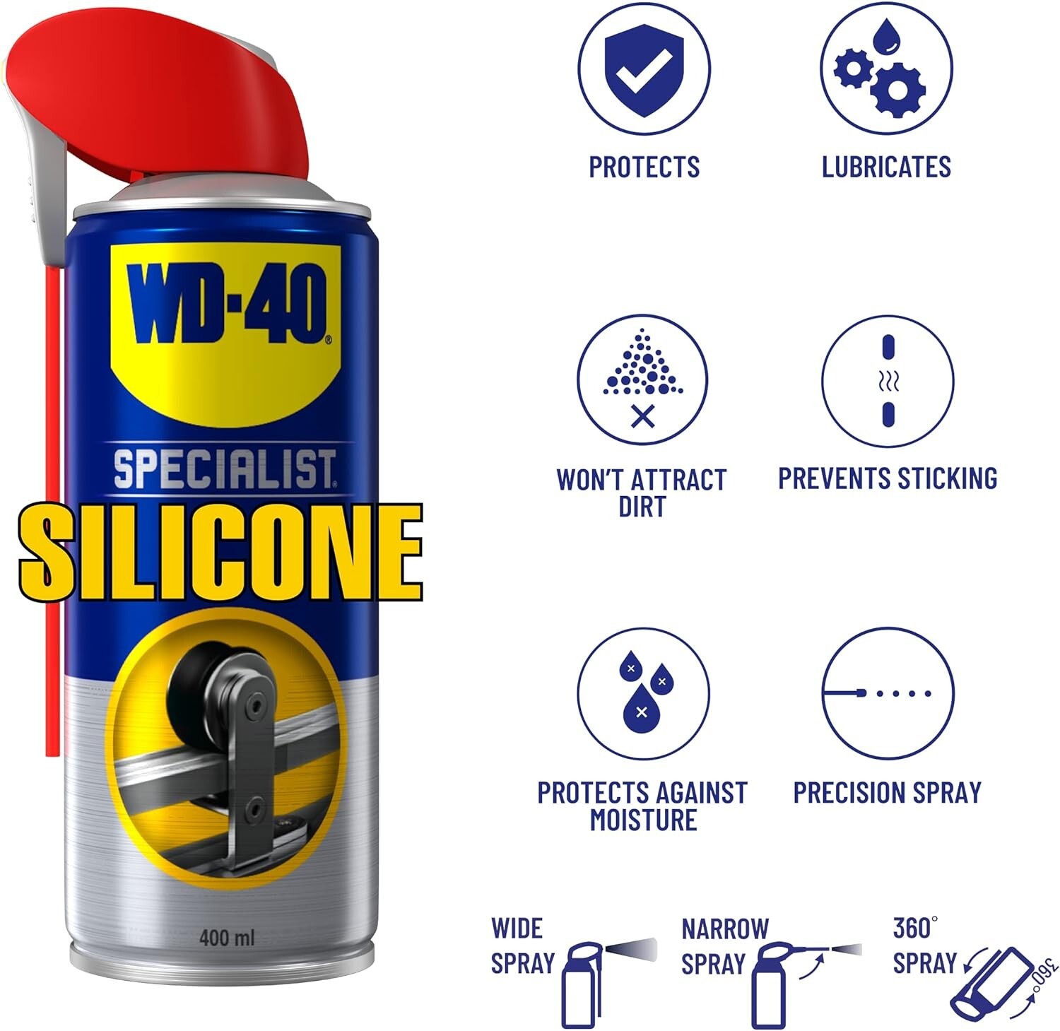 WD40 Specialist Silicone Spray Lubricant 400ml Can Versatile All