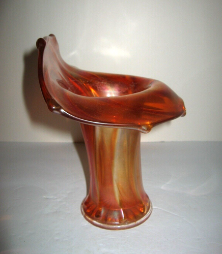 Vtg Imperial Glass Morning Glory Marigold Jack in the Pulpit Carnival Glass Vase - Picture 4 of 7