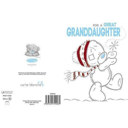 Great Granddaughter Me to You Bear Adorable New Christmas Greeting Card Girl Gi - Picture 3 of 3