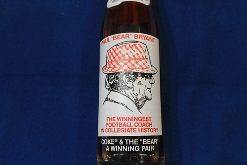 PAUL BEAR BRYANT ALABAMA CRIMSON TIDE 315 WINS VINTAGE 1979 COKE BOTTLE 10 OZ. - Picture 4 of 5