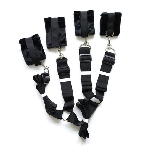 Nylon Bett Fesseln Fesselset Plüsch Handschellen Fußfesseln Handcuffs Extrem DE - Bild 4 von 12