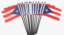 12 Pack 4x6 Inch Puerto Rico Small Miniature Stick Desk & Little Table Flags