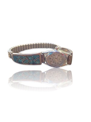 時計 Nadia vintage Indian jewelry Watch Vintage Lapis Inlay Sterling Silver Nadia Quartz Watch