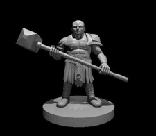 Dwarf Barbarian with Maul No Beard 28mm Scale DND D D Tabletop Miniature