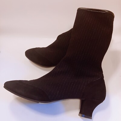 $495 Thierry Rabotin Stretch Wool & Suede Ankle Boots 38.5/7.5