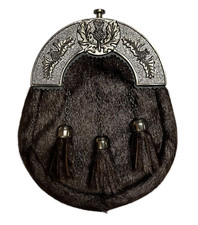 Scottish Brown Sporran Thistle Cantle Kilt Sporran With Chain Belt